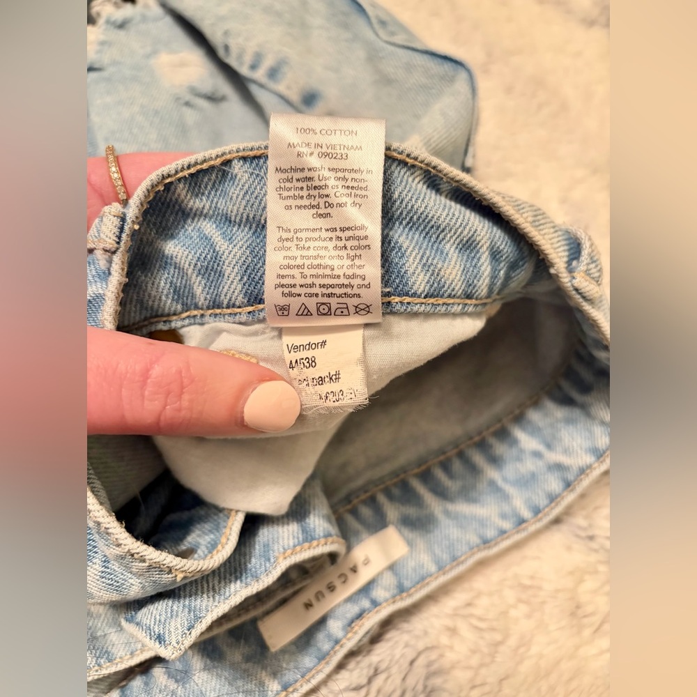 Women’s PacSun Light Blue Jean Ripped/Distressed High Rise Denim Shorts Sz 30 - Picture 7 of 16